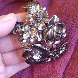 Floral Silver-Tone Bracelet Cuff